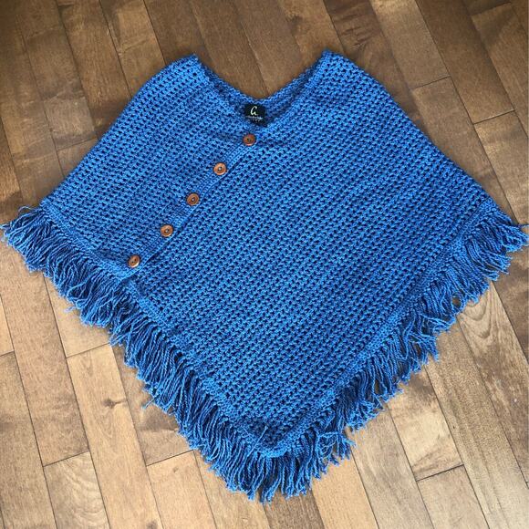 Carolina•Arce•Seifert knit shawl blue vintage looking - Picture 7 of 12